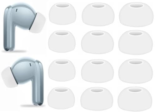 JNSA Replacement Earbuds Tips Silicone Ear Tips for Red mi Buds 5 Pro/Redmi Buds 4 Pro/Redmi Buds 5/Redmi Buds 4, Fit in Case, Buds Eartips 6 Pairs S/M/L 3 Size,White (Mi)