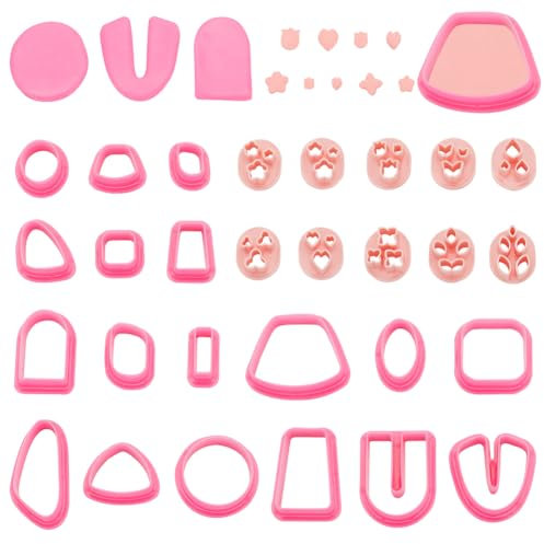 FREEBLOSS Lot de 28 emporte-pièces en argile polymère - Kit de fabrication de boucles d'oreilles en argile polymère - Kit de fabrication de bijoux pour débutants