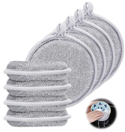 Lvefyti 8 Stück Multipurpose Wire Dishwashing Rags, Mehrzweck Draht Geschirrspüllappen, Putzlappen Spültücher für Nass und Trocken, Wiederverwendbar Küche Topfreiniger Putzlappen
