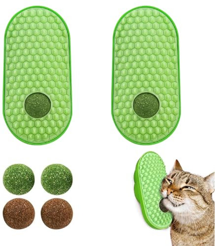 2 Pezzi Pallina Erba Gatta Gioco Gatto Porta 2 Palline di Erba Gatta e 2 Palline di Bile,Pallina per Gatti Catnip Palline per Pulire I Denti,Prevenire L'alito Cattivo,Auto-Curarsi