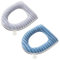 2 Pack Thicker Soft Toilet Seat Cover Pads, Toilet Seat Cushion Covers for Bathroom Washable and Warmer Toilet Lid Seat Cover with Zipper and Handle Fits Most Size Toilet Lids (Grey+Blue)