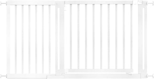 Safetots Wooden Elegance Gate, White, 145cm - 153cm, Pressure Fit Safety Gate, 73cm Extra Wide Doorway, Extra Wide Gate for Stairs, Hallways and Doors, Stylish Design Easy Installation