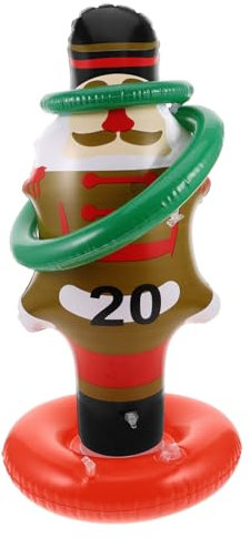 TOBBOMEY Jeu De Lancer Anneaux Gonflable De Noël avec Cerceaux Activité Festive pour Garçon Fille Jeu De Noël pour Fêtes Décorations De