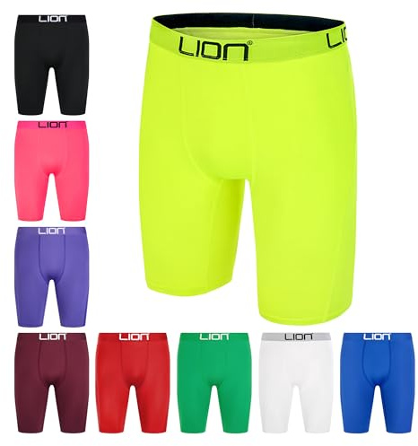 LION SPORTSWEAR Kompressionsshorts für Fußball & Sport – Mehrzweck-Basisschicht für Herren und Kinder, ideal für Fitnessstudio, Training und Laufen, neongelb, S
