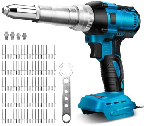 Akku Nietzange Kompatibel mit Makita 18V Lithium-Akku, Bürstenlose Automatischer Elektrisches Nietwerkzeug Popnietenzange, für 2.5-4.0 mm Blindnieten (Ohne Akku)
