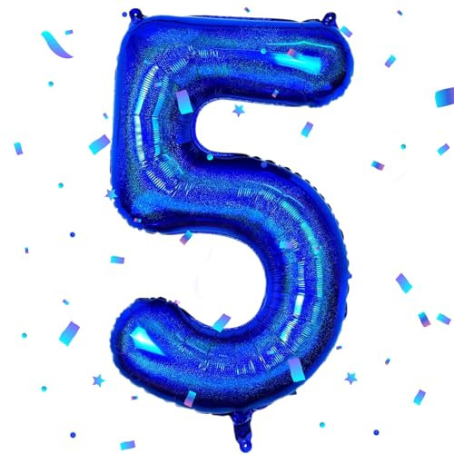 Zahlen Luftballon ,Marineblau Luftballon 5, 40 Zoll Marineblau Folienballon 5,101cm Marineblau Zahlenballon 5 Helium Ballon Luftballon 5 Geburtstag für 5 Jahre Geburtstagsdeko Kinder Mädchen Junge