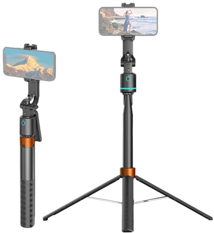 Andoer Selfie Stick Stativ 180 cm, Handy Stativ mit automatischer Gesichtsverfolgung, 360° drehbar Handyhalter Gestensteuerung mit 1/4-Zoll-Schraube, Fernauslöser für Vlog, Selfie, Live-Streaming
