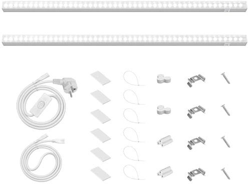 Barrina T5 LED Grow Lampe, 59cm, 5000K Weißes Vollspektrum Pflanzenlampe, 20W (2 x 10W), 2FT Verkettbare Grow Lampe Blüte, Stecker und Spiel, Hohe PPFD, 2er