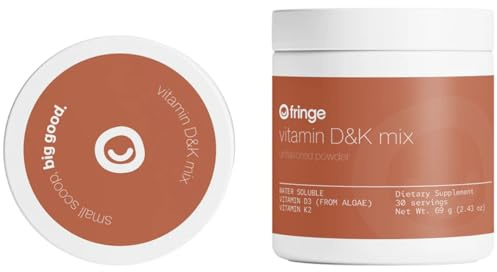 Fringe Vitamin D3 K2 Powder, 2500 IU + 130mcg MK-7 – Vegan, Unflavored