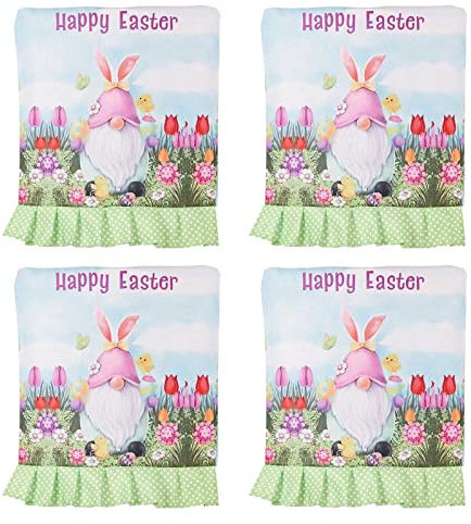 Ddujbtp Stuhlhussen mit Oster-Motiv, für Zuhause, Frühling, Ostern, Dekoration, abnehmbar, 4 Stück