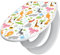 banjado Familien WC Sitz mit Absenkautomatik 44,5x37cm / Klodeckel/Klobrille mit Kindersitz aus hochwertigem Polypropylen/Toilettensitz Kindersitz integriert Motiv Fröhliche Tiere