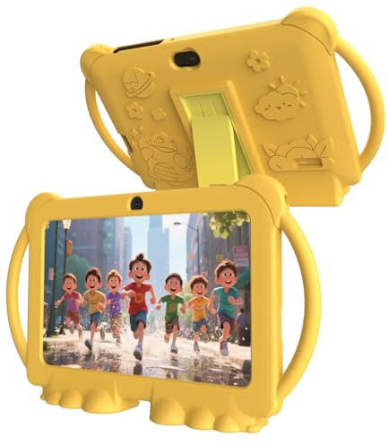 PEICHENG Tablet infantil de 7 pulgadas Android 12.0 para niños pequeños, 4 GB de RAM, 32 GB de ROM, Bluetooth, pantalla IPS, control parental, cámara dual, funda a prueba de golpes para juegos