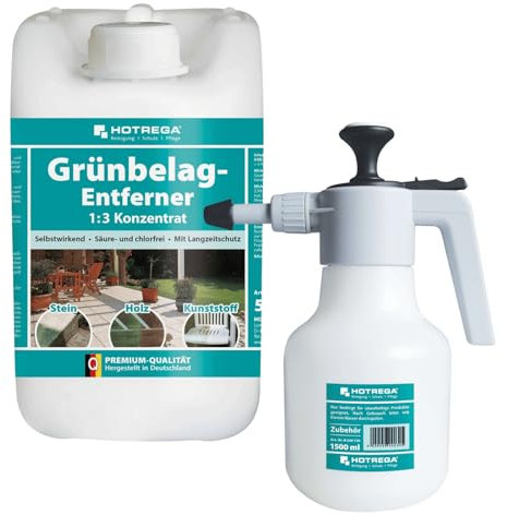 HOTREGA Grünbelagentferner 1:3 Konzentrat 5L + Druckspritze 1,5L