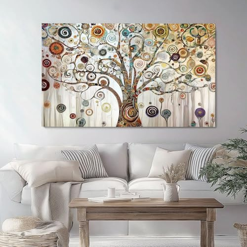 150 x 50 cm Leinwandbilder Bild auf Tradition Lebensbaum Braunes, Vlies Wandbild Kunstdruck Wanddeko Wand Wohnzimmer Schlafzimmer über Bett Room Decor Geschenke