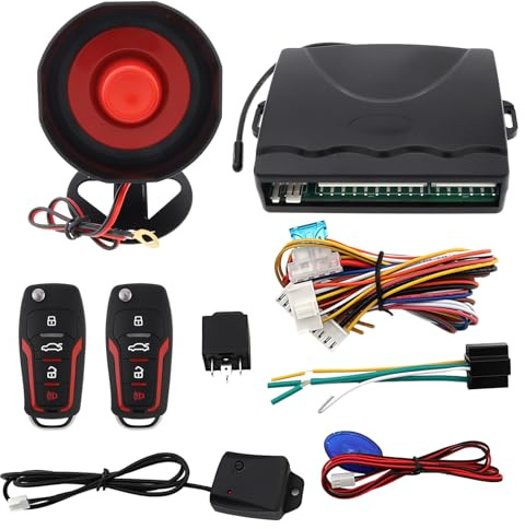 ePathChina 12V Car Alarm Keyless Entry System with Remote Control, Siren & Shock Sensor, Anti-Theft Security System for Cars