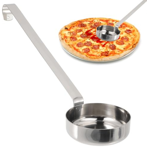 Gatuida Schöpflöffel Pizza Löffel: Soßenlöffel Edelstahl Schöpfkelle mit Langem Griff Pizza Sauce Spoon Flache Schaufel Saucenlöffel für Pizzasaucen Tomatensoße für Zuhause Küche Gastronomie