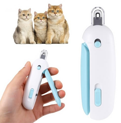 Lusofie Pain-Free Cat Nail Clippers with Safety Guard & File for All Cats | Anti-splash shield keeps nails contained, safety guard prevents overcutting, built-in nail file for smooth edges