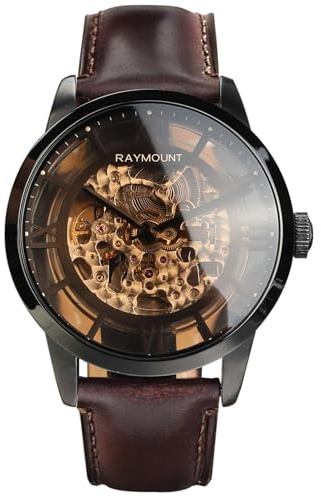 FORSINING Montre Automatique pour Hommes avec Mouvement mécanique, Cadran Squelette et Bande en Cuir Double Face Creuse