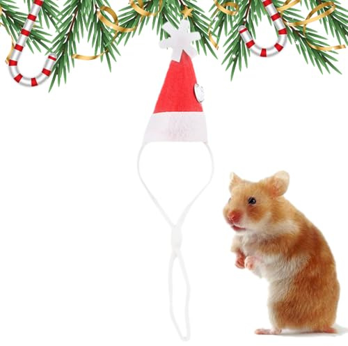 Weihnachtsmütze für kleine Haustiere, Weihnachtsmannmütze für kleine Tiere, weiche Hamstermütze, Weihnachtsmann für Chinchilla, Bärte