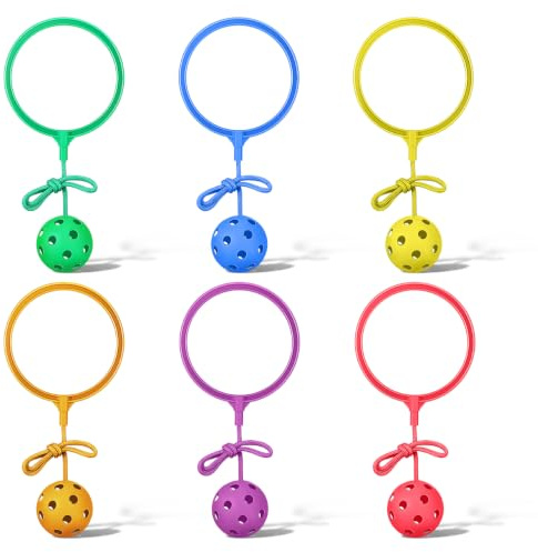Angoily 6pcs Skip Ball Toys Ankle Skip Ball Set for Kids Jump Leg Toy Rope Outdoor Exercise Game Coordination Training Playground Fitness Equipment