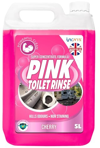 Inovix® 5L Caravan Toilet Chemicals | Pink Chemical Toilet Fluid Eco-Friendly Toilet Bowl Cleaner | Caravan Toilet Fluid Formaldehyde Free Rinse Cleaner Formula For Camping, Boating, Motorhome
