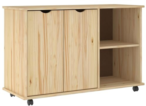 vidaXL Rollschrank Mit Rad Braun 100 x 39 x 65,5 cm Massivholz Kiefer
