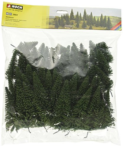 NOCH Stecktannen, 50er Set 5-14 cm hoch, ideal für Modelllandschaften in Spur H0, TT