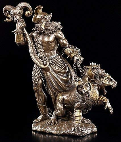 Hades Figur mit Kerberos dem Höllenhund - Fantasy Statue