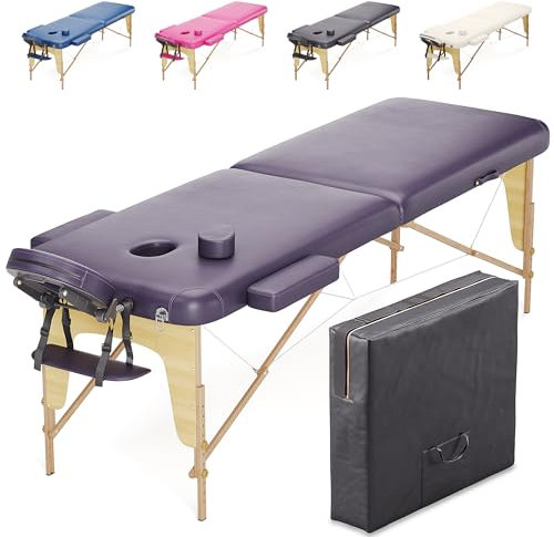 Beltom® Mobile Massagetisch Massageliege Massagebank 2 zonen klappbar THERAPIELIEGE +TA. - Lila