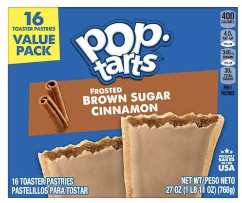 Kellogg's Pop-Tarts Vorteilspack, Brown Sugar Cinnamon Toaster Gebäck, 50 ml (16 Stück)
