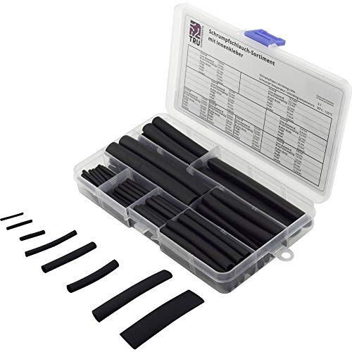 TRU COMPONENTS TC-6793940 Schrumpfschlauchsortiment Schwarz Schrumpfrate:3:1 100 St.
