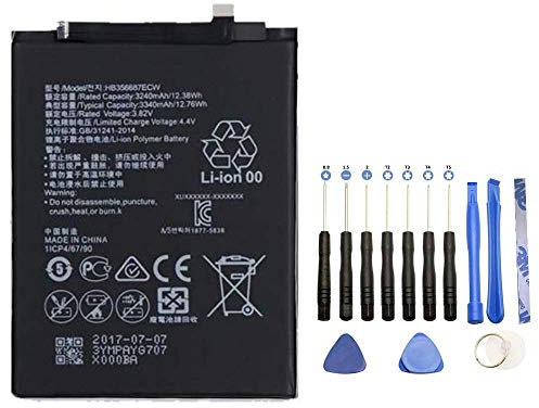 EspaceCyber® Batteria HB356687ECW per Huawei G10 Nova 2i Mate 10 Lite Nova 2 Plus Honor 7X P30 Lite P Smart Plus + kit attrezzi 13 pezzi
