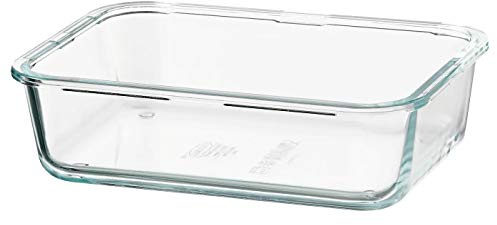 Food Container, Rectangular, Glass, 1.0 L, Assembled Size: Length: 21 cm Width: 15 cm Height: 6 cm Volume: 1.0 L