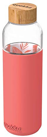 Quokka Bouteille Ronde en Verre avec étui en Silicone Inner Rose botanique - Rose - 660 ml