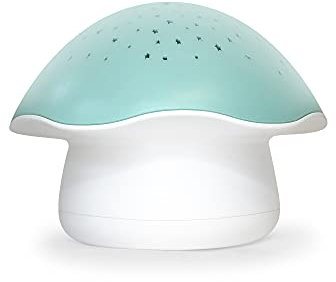 Pabobo Kid Sleep - Projecteur D'étoiles musical Champignon Bleu - veilleuse sommeil nomade bébé & enfants - berceuse + bruits blancs Cry sensor optionnel (réactivation aux pleurs). minuteur intégré