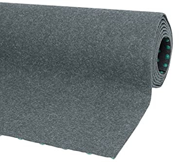 Misento Kunstrasenteppich - Rasenteppich mit Noppen - Kunstrasen Outdoor - verwendung als Poolunterlage, Vliesrasen, Balkon Bodenbelag - witterungsbeständig und pflegeleicht 133 x 800 cm Grau