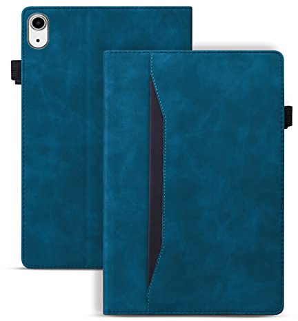 Rosbtib Tablet Case Compatible With iPad Mini 6th Gen, Flip Case Cover Genuine Quality Leather Stand Cover With Multiple Viewing Angles Card Slots 2021 Release - Blue