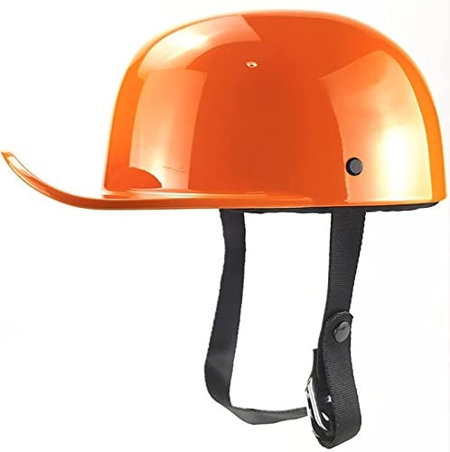 BAUTI Retro Baseball Cap Motorrad Halbhelm Adult Fashion Skull Cap Jethelm ECE Certified Half Cover Jethelm Herren Damen Cruiser Chopper Moped Scooter Motorrad Orange,XXL=(62-64CM)
