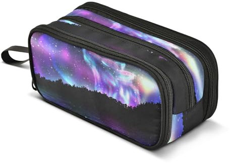 Kcldeci Heulender Wolf Federmäppchen, Regenbogen Galaxy Forest Federmäppchen, Aufbewahrungstasche, Stiftmarker, Schreibwaren-Tasche, Halter für Mittelhochschule und Büro