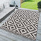 TT Home In-& Outdoorteppich Wetterfest Terrasse Geometrisches Rauten Boho Skandi Design, Farbe: Weiß Schwarz Creme, Größe:80x150 cm