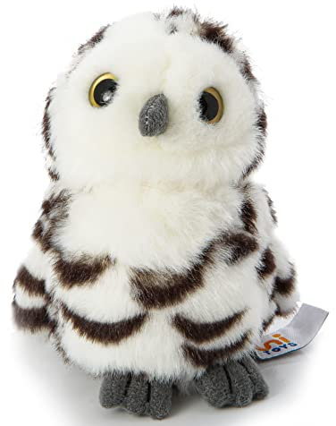 Uni-Toys - Schnee-Eule Baby - 12 cm (Höhe) - Plüsch-Vogel - Plüschtier, Kuscheltier