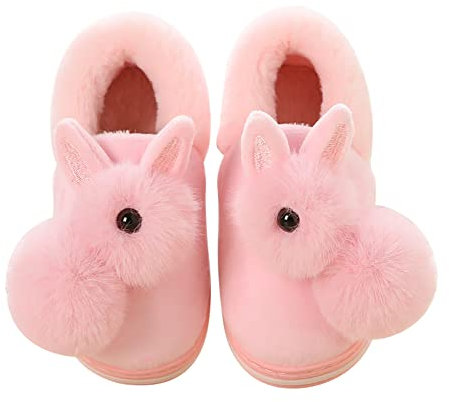Herbests Hausschuhe Kinder Mädchen Plüsch Häschen Pantoffeln Winter Leicht Tierpantoffel Warme rutschfeste Baumwolle Schuhe Karikatur Kaninchen Haushausschuhe Winterschuhe Größe 30-31 EU