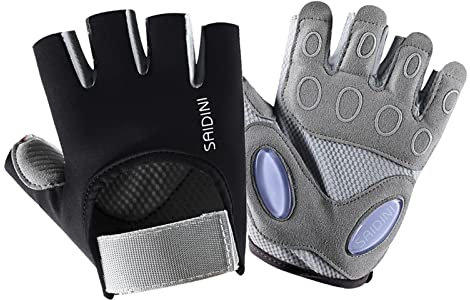 Damen- und Herren-Yoga-Spinning-Bike, rutschfest, halbfinger, atmungsaktiv, Hantel, Training, Flüssigsilikon-Handschuhe Teufel Kostüm Damen Große Größen (Black, L)