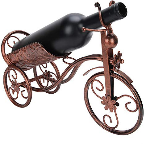 Wakects Porta bottiglia da vino da tavolo, porta bottiglia a forma di bicicletta, porta bottiglia decorativo per cucina, soggiorno, sala da pranzo e bar, metallo (bronzo)