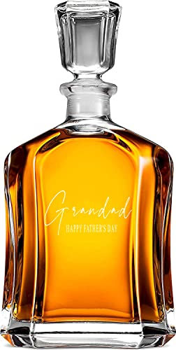 Personalised Glass Whiskey Decanter with Airtight Stopper Grandad Gift