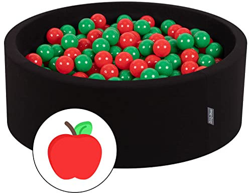 KiddyMoon Bällebad Bällepool Mit Bunten Bällen 90X30cm/200 Bälle ∅ 7Cm Für Babys Kinder Rund, Apfel:Grün/Rot