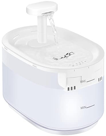 EUGAD Katzenbrunnen 3,5L mit Kabel, Trinkbrunnen für Katze Hund, Wasserbrunnen 35dB, Wassermangelerinnerung, LED-Warnlicht, 4 Filtersystem, Auslauf höhenverstellbar, BPA-frei, DC Power, Weiß 0002YSJ