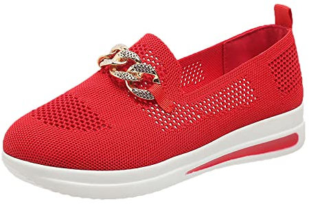 Pacienjo Lässige Slip- -Walking-Flachschuhe für Damen, Flache Schuhe für Damen mit Fußgewölbeunterstützung, Orthopädische, Bequeme, lässige, atmungsaktive Schuhe für Spaziergänge, Freizeit,