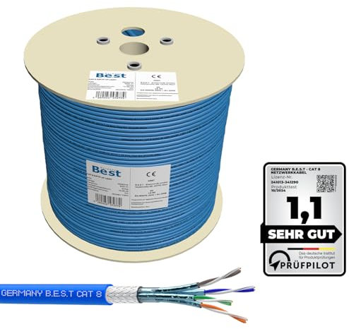 Germany B.e.s.t 500M CAT 8 Netzwerkkabel Verlegekabel Kupfer LAN Kabel Ethernetkabel S/FTP 40 Gbit/s Kat 8 reines Kupfer Datenkabel PoE++ LSZH Datenkabel Simplex