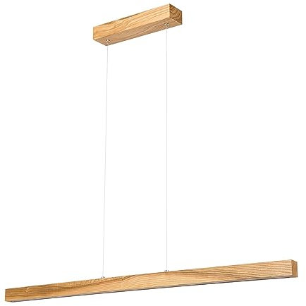 alfalux Lampe LED Hängelampe aus Holz Wohnzimmer Esszimmerlampe Hängeleuchte Pendelleuchte Esstischlampe Küchenlampe Höhenverstellbar 100 cm LED100KB-3K-RUSTIKAL